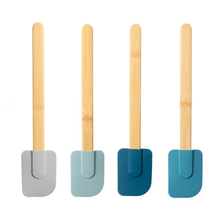 Mainstays Colorful Silicone Spatulas Set 4 with Bamboo Handles, Blue